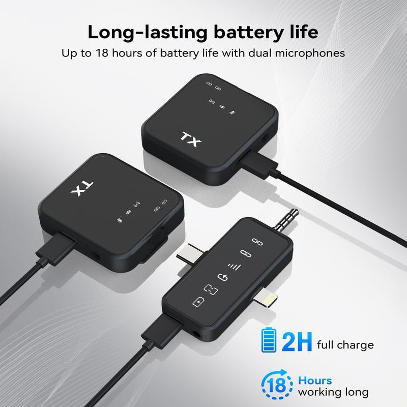 BAILIXIN 3 in 1 Microphone for Iphone/Android/Camera, Wireless Lavalier Microphone, 328Ft Transmission, 18H Battery Life, Mini Microphone for Record Interview, Vlogs, Youtube, Tiktok