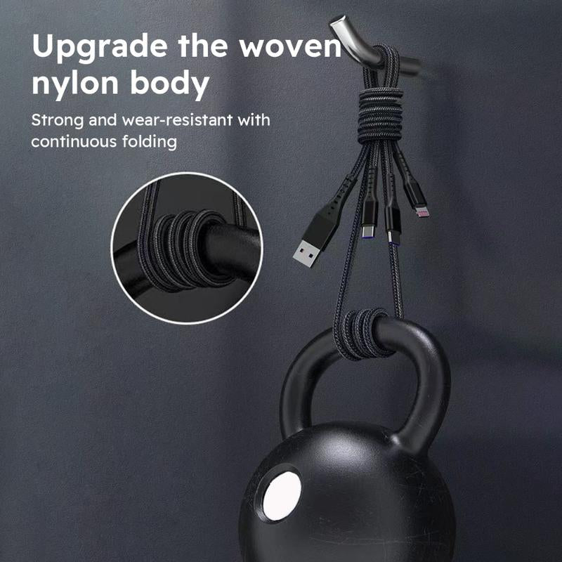 Jogrytece 2Pcs 1.2M/4Ft 66W Super Fast Charging USB Cable Mfi Certified 3 in 1 USB Charging Cable with Type-C, Micro USB, IP Port for Most Phones/Iphones/Tablets C Android Device Smartphone Cellphone Electronic Charger