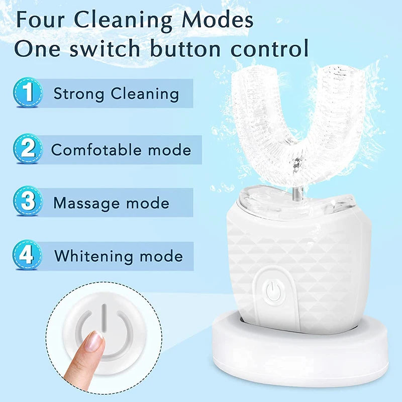 New Rechargeable Smart U-Shape Soft Ultrasonic Waterproof Wireless Toothbrush Set Travel Electric Toothbrush